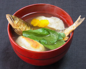 高津川の鮎料理～鮎だし雑煮、塩焼き、せごし、鮎飯、うるか、うるか茄子～
